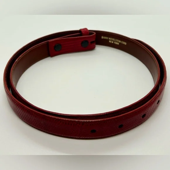 Barry Kieselstein-Cord Vintage Skinny Red Lizard Belt Strap 4 NEW CONDITION - Picture 2 of 10
